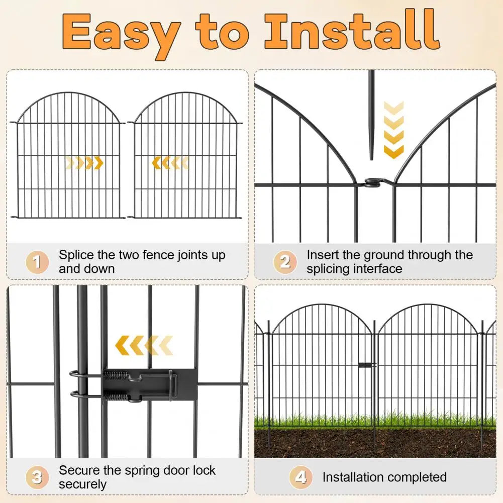 10 Panels Decorative Garden Fence with Gate, 32 in (H) x 23.6 ft (L) No Dig Dog Fence for Yard, Tall Garden Fencing Panels