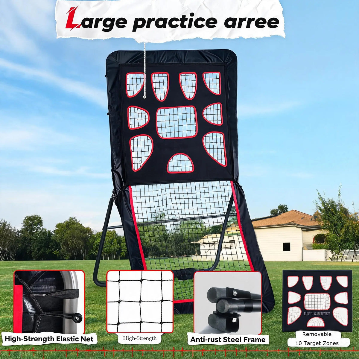 Adjustable Multi Sport Rebounder Training Net for Field Hockey Soccer