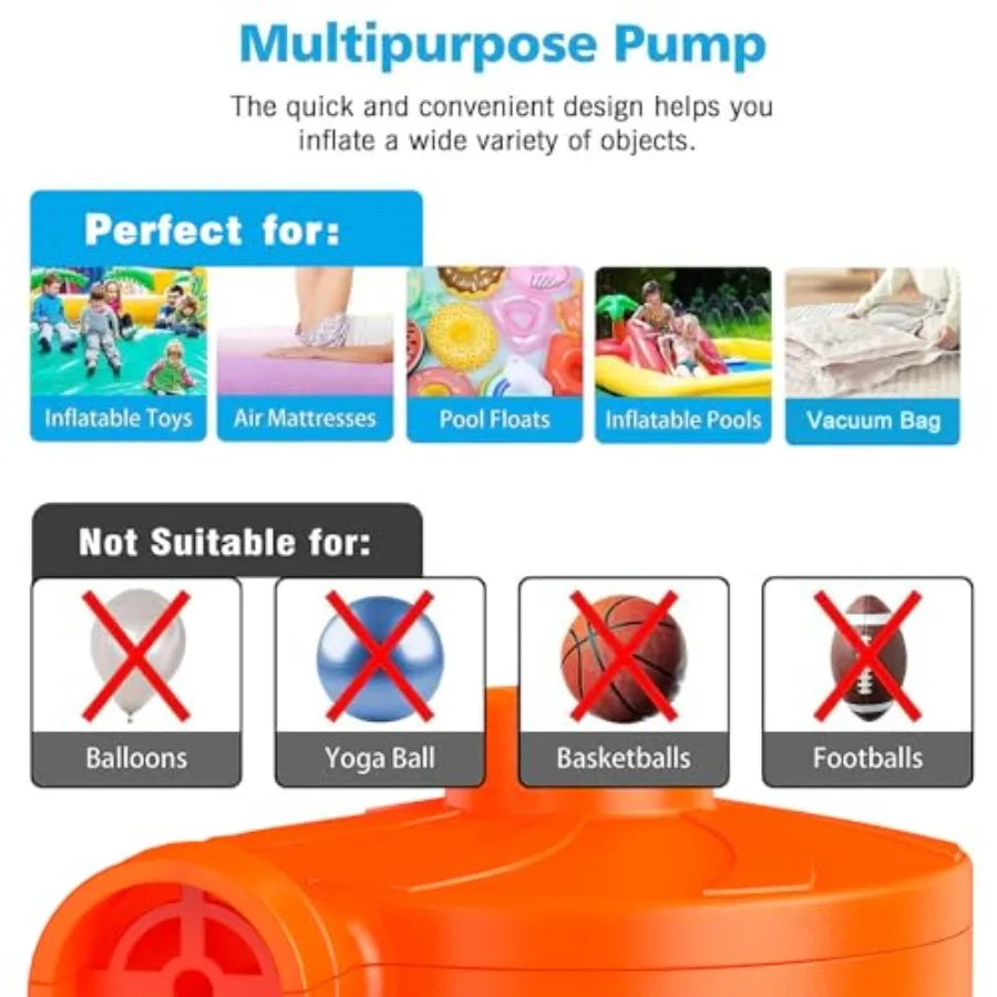 Portable Electric Air Pump Inflator And Deflator With Three Nozzles