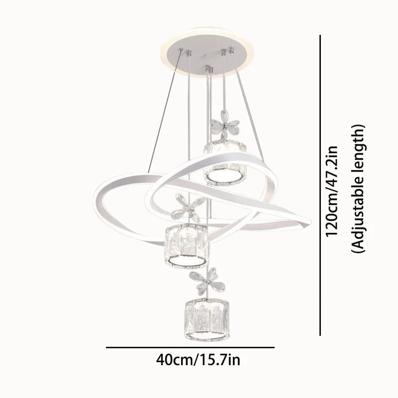 LED Pendant Light With Crystal Lampshade And Backlit Base