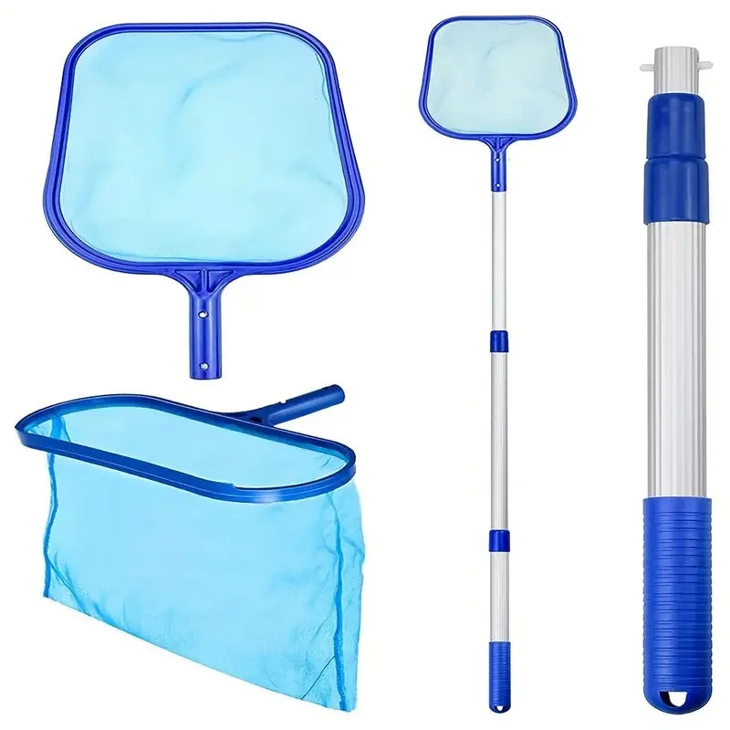 3pcs/Set Adjustable 17-40" Telescopic Pole Pool Skimmer Net Fine Mesh Leaf Skimmer for Cleaning Surface of Swimming Pools Hot Tubs Spas And Fountains Compatible with Aluminum/Pole Systems Suitable for Small Pools