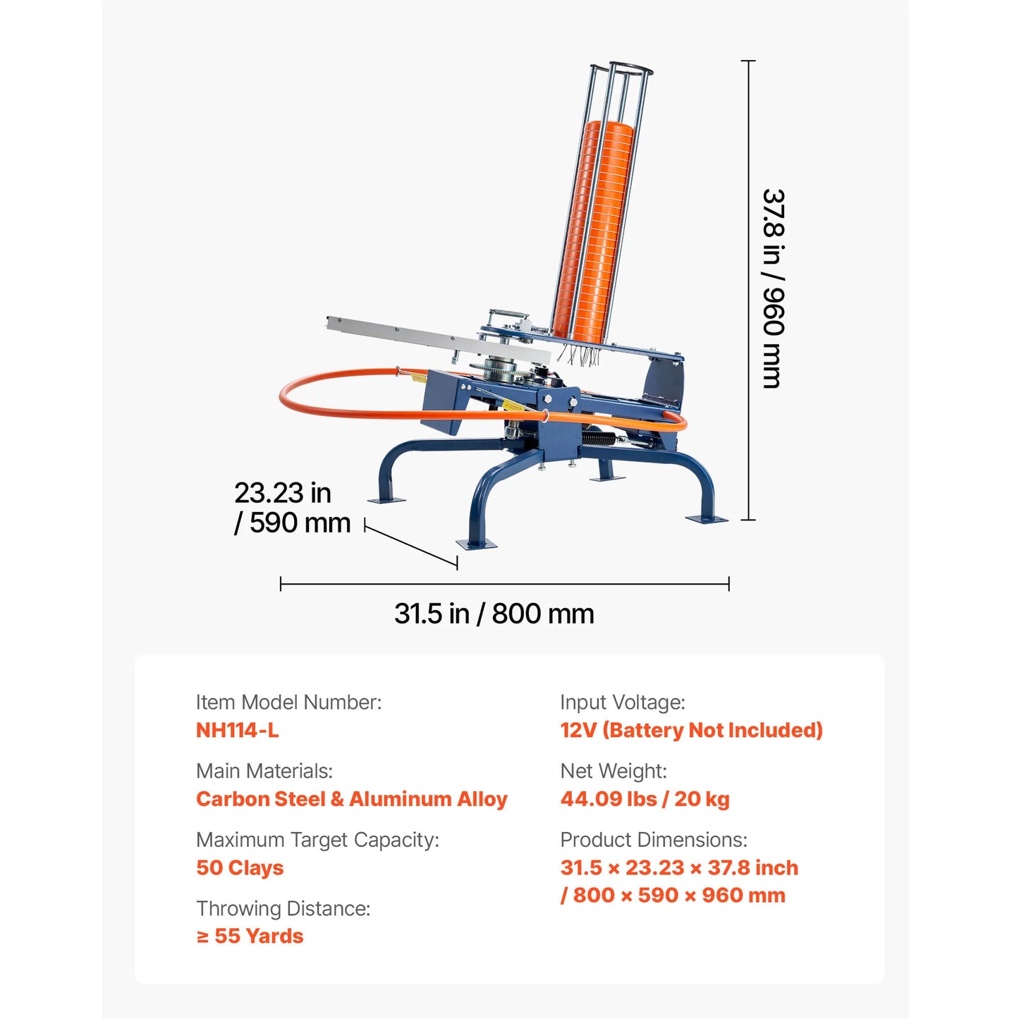 SucceBuy Clay Target Thrower Max 28/50 Clays Pigeon Thrower with Adjustable Angle & Foot Pedal for Clay Throwing Shooting Sports