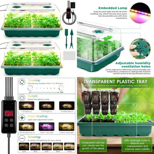 Automatic Seed Starter Tray With Led Grow Light And Dome