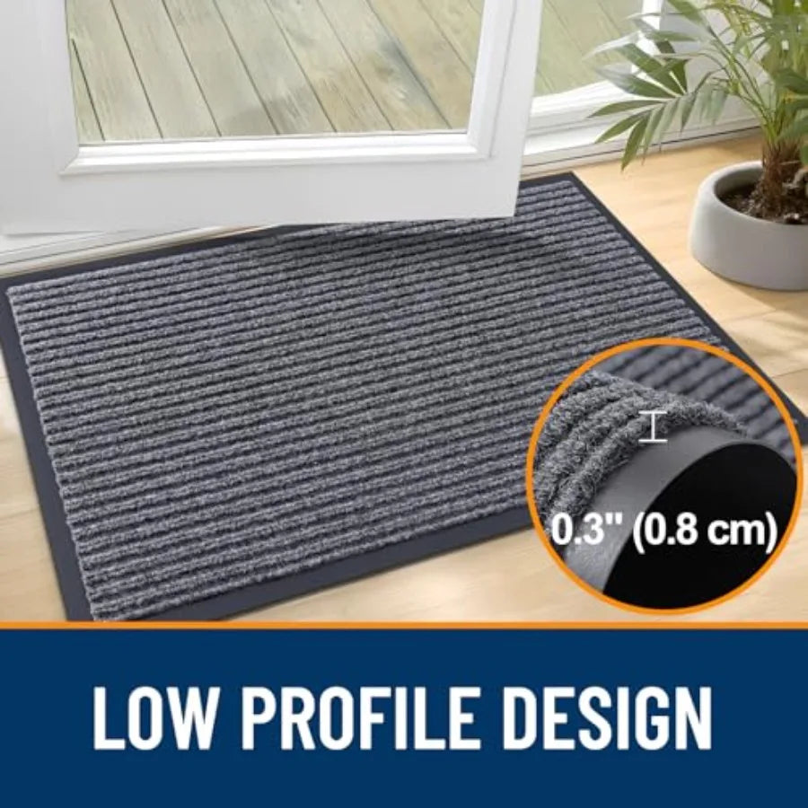 Front Door Mat Indoor Outdoor Entrance, 2-Pack 29.5 x 17 Inch, Waterproof Heavy Duty Doormat, Fade Resistant, Low Profile, Easy