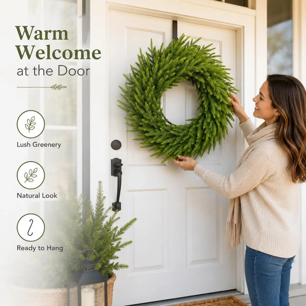 Artificial Cedar Christmas Wreath for Door and Home Decoration