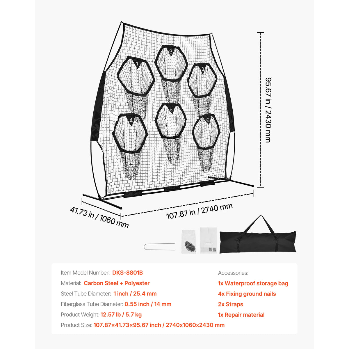 SucceBuy Football Throwing Trainer Net With Target Pockets for Practice
