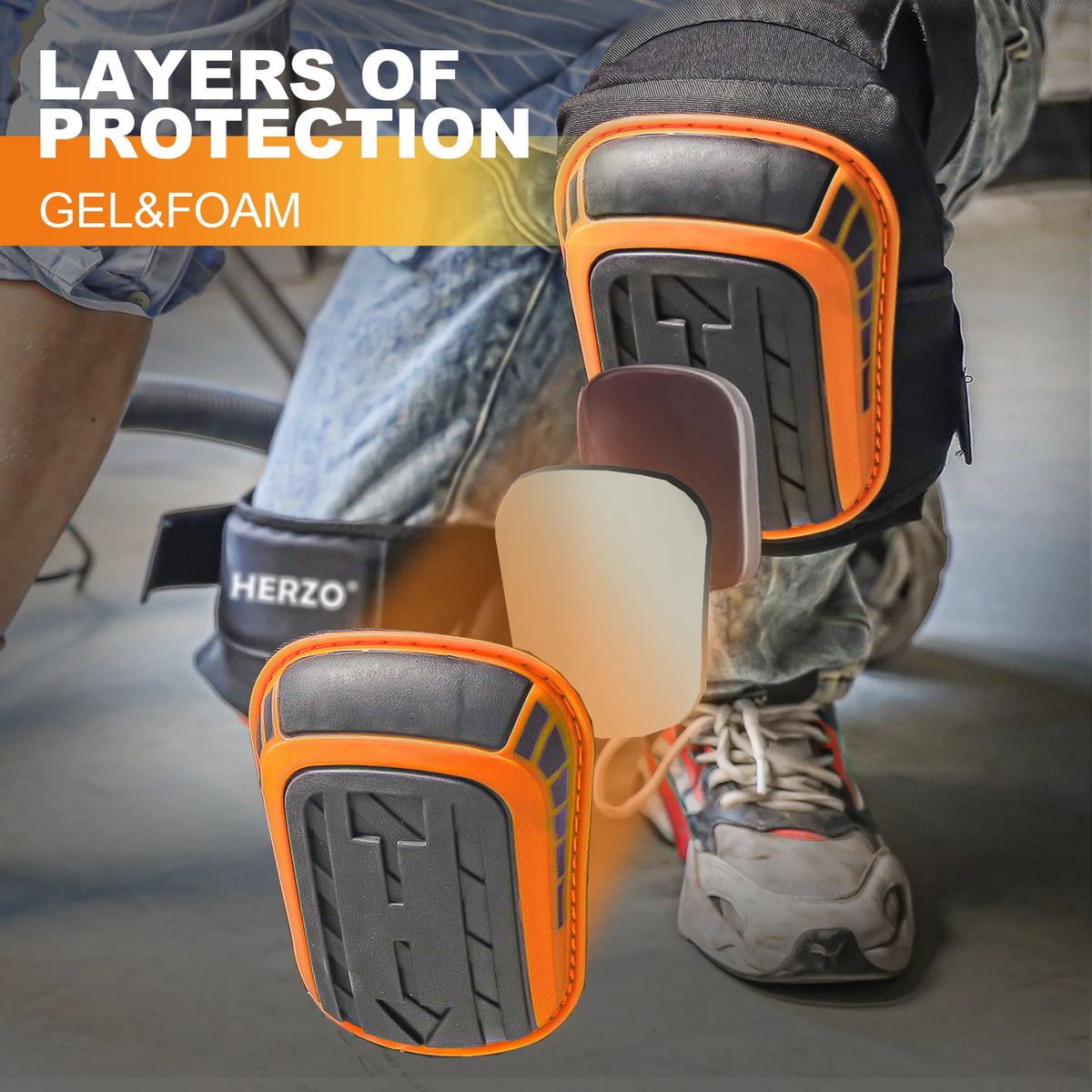 HERZO Knee Pads For Heavy Duty Knee Protection Comfortable Anti-slip Work Construction