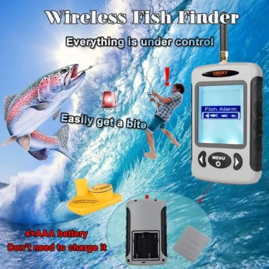 Wireless Handheld Fish Finder With LCD Depth Display For Boats