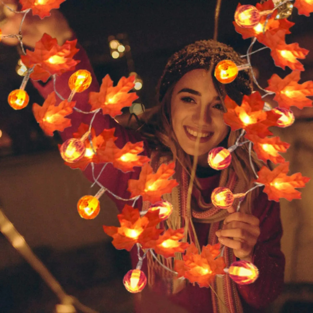 Fall Pumpkin String Light Garland Autumn Halloween Decor