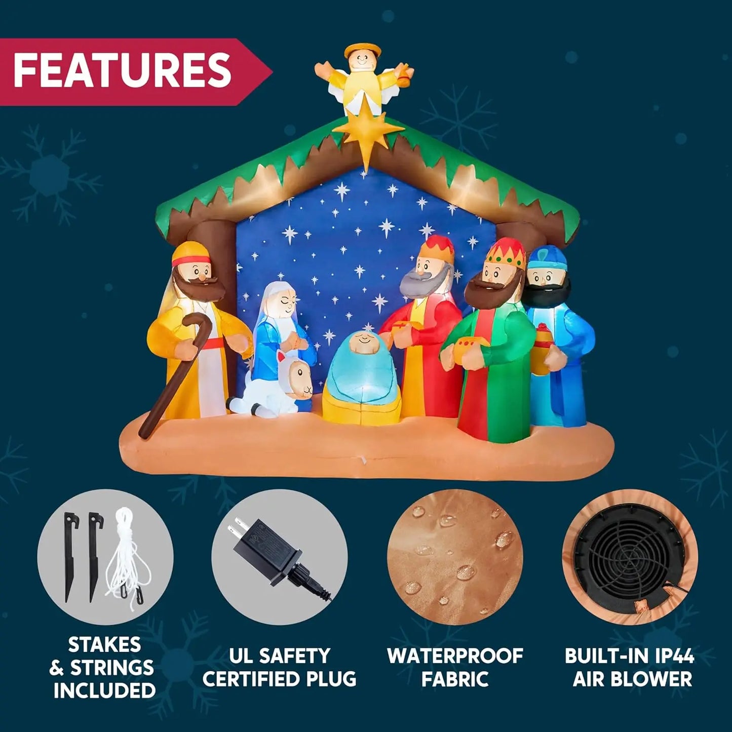 Joyfy Outdoor Inflatable Nativity Scene With Built In Led Lights