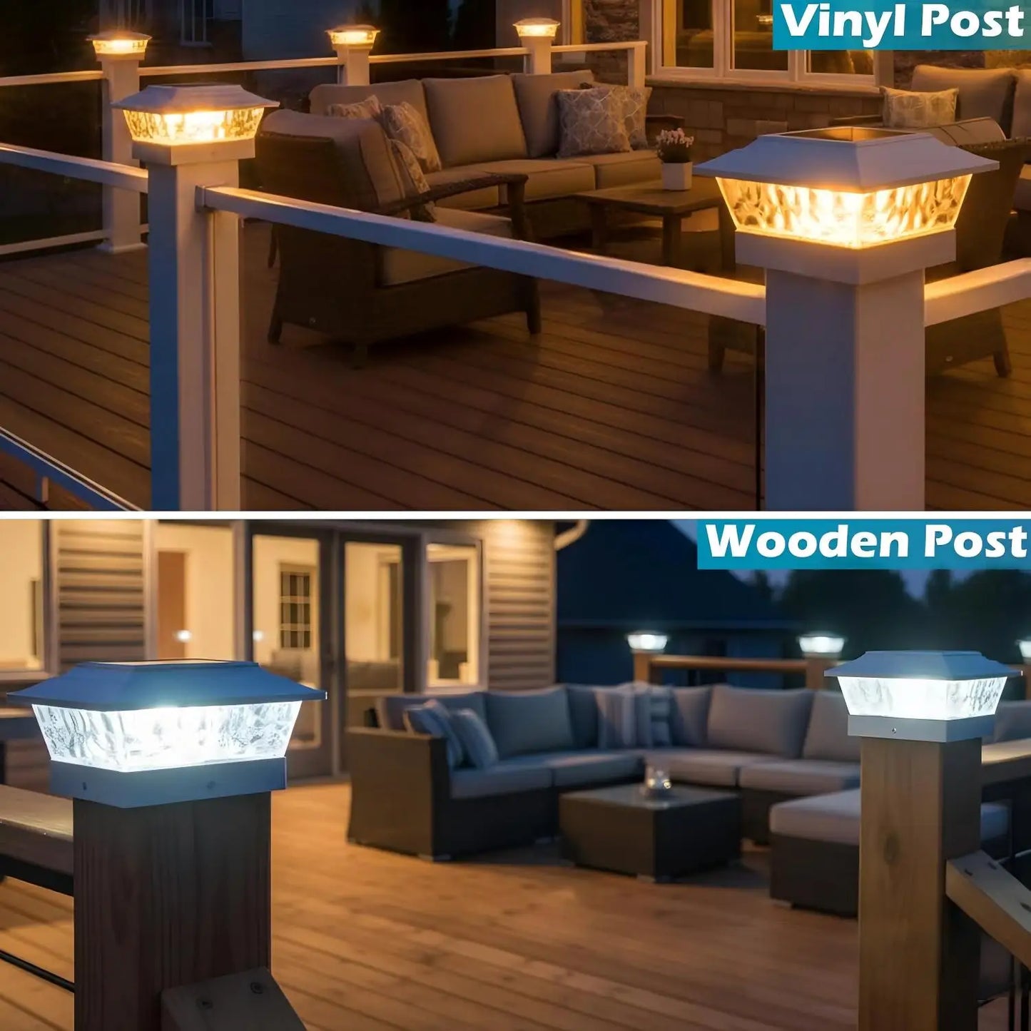 Solar Post Cap Lights Outdoor Led Auto Dusk To Dawn