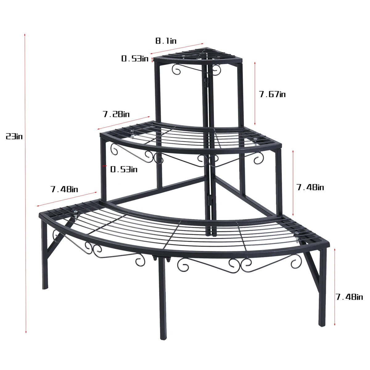 3-Tier Corner Ladder Plant Shelf for Indoor Outdoor Garden Flower Display Rack Metal Plant Stand Organizer