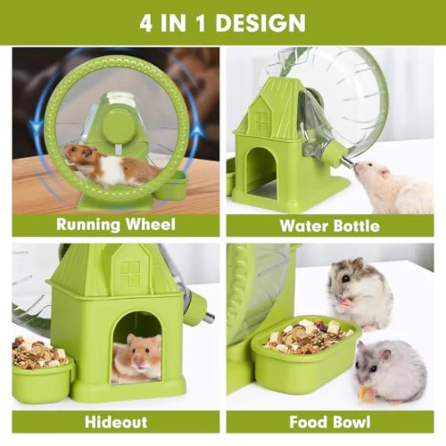 Quiet Hamster Exercise Wheel With Water Bottle And Food Bowl