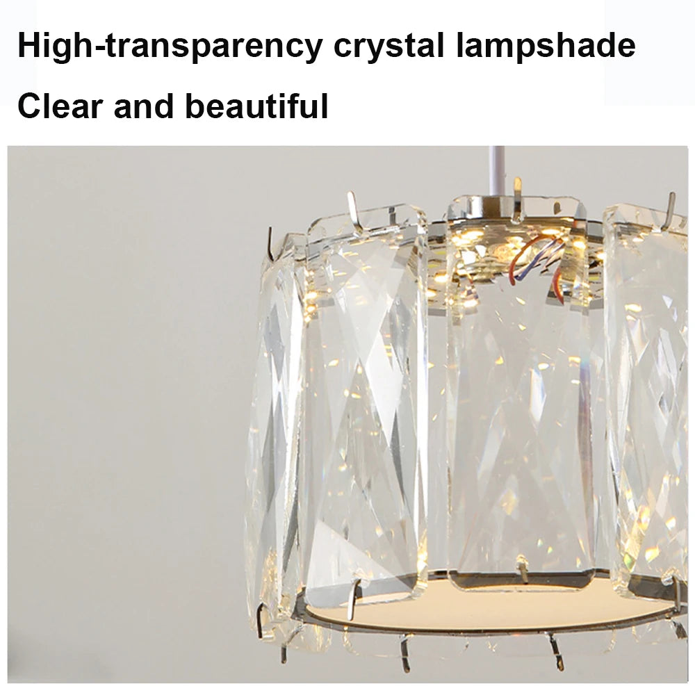 LED Pendant Light With Crystal Lampshade And Backlit Base