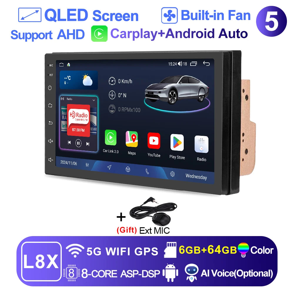 Lehx Android 15 Car Multimedia Player With Wireless Carplay