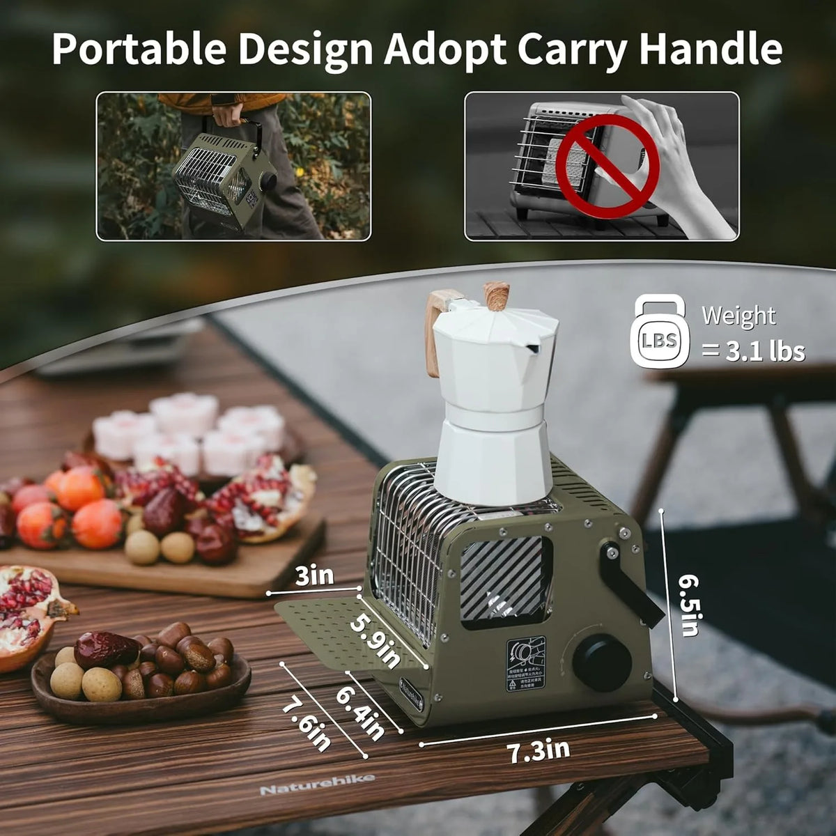 Naturehike Camp Heater Portable Space Heater for Indoor & Outdoor Use Camping Mini Cassette Heating Stove