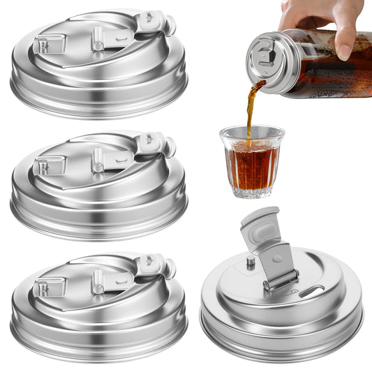 Stainless Steel Mason Jar Sealing Caps With Pour Nozzles