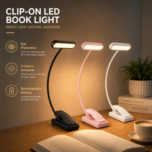 Dumiloo Usb Rechargeable Led Book Light With Gooseneck Clip