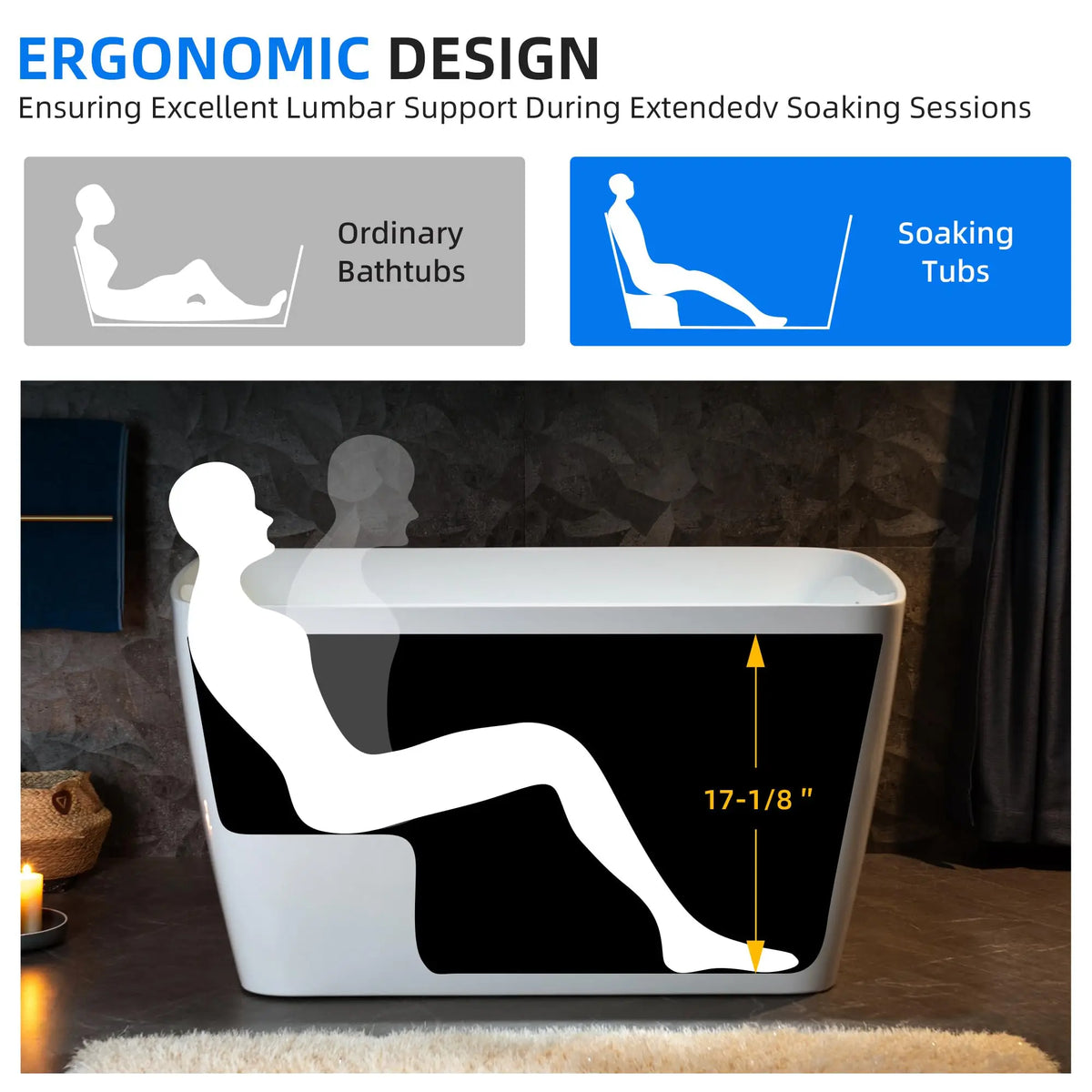Shkl Acrylic Freestanding Soaking Bathtub With Chrome Overflow