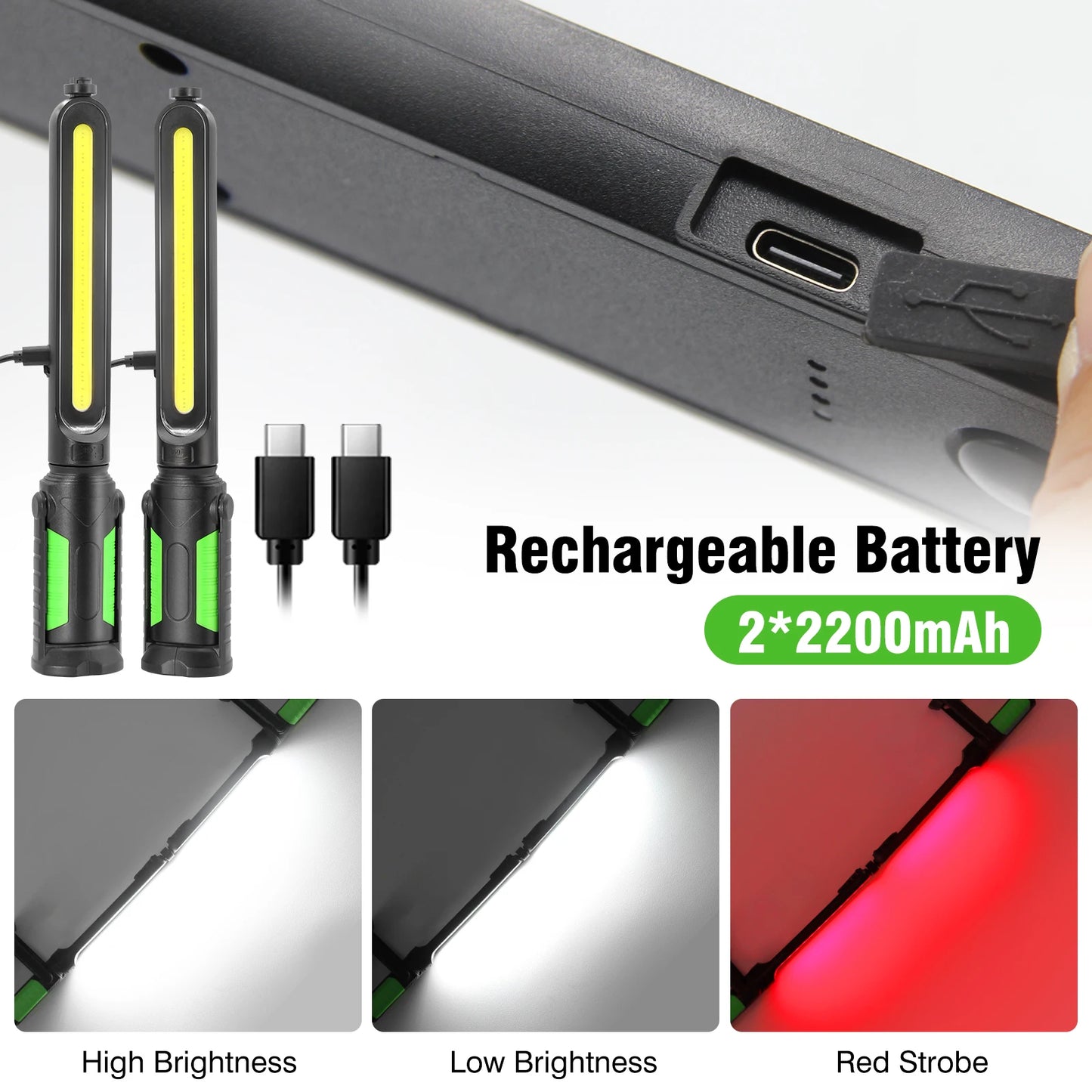 Mixjoy 2400 Lumen Magnetic Rechargeable Led Work Light