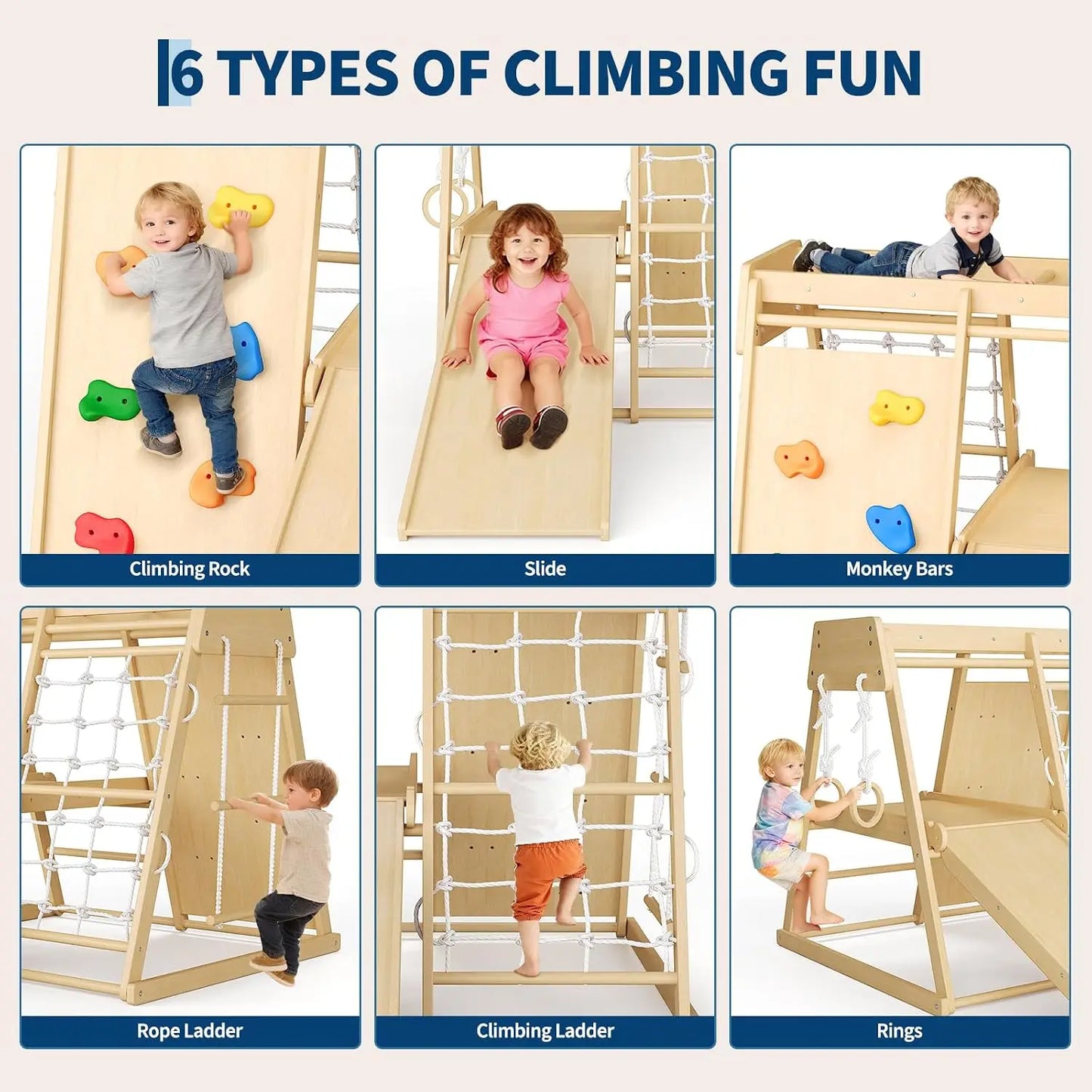 Twister Wooden 6IN1 Kids Indoor Jungle Gym Climber Playset