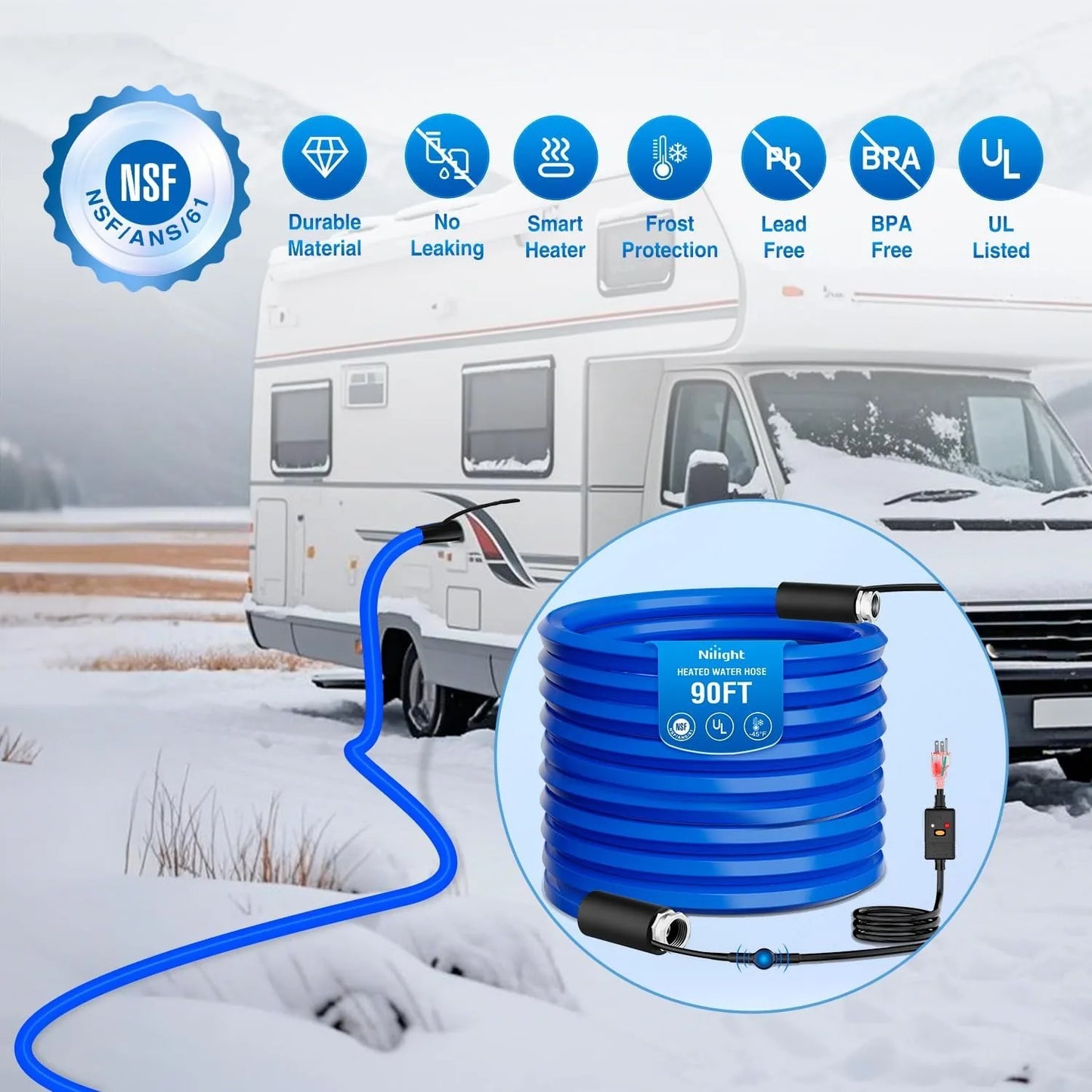 Nilight Heated Water Hose For Outdoor And Garden Use