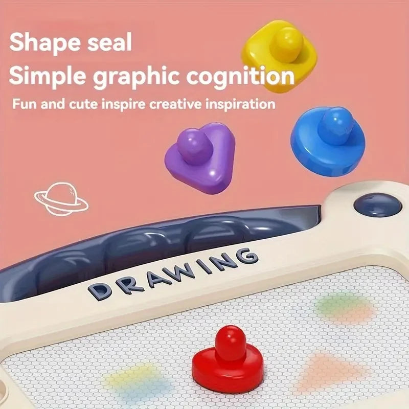 Erasable Magnetic Drawing Board For Kids With Stamps And Pen