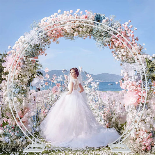 Removable Round Metal Wedding Arch Backdrop Garden Party Frame