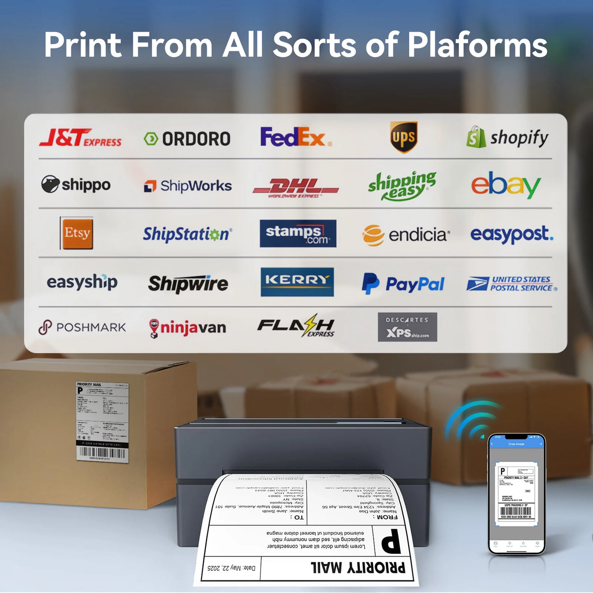 TakeYou Wireless Bluetooth Thermal Label Printer For Shipping