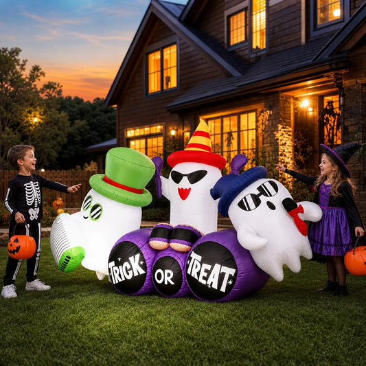 Halloween Inflatable Ghost Decoration With LED Lights For Outdoor Yard Decor