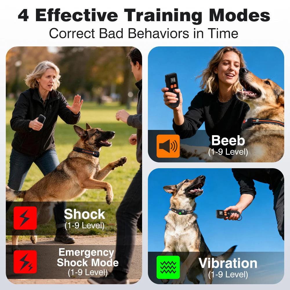 2026 New Color Screen Dog Training Collar,3300ft Electric Collar for Dog Training,IPX7 Waterproof Dog Anti Bark Collar