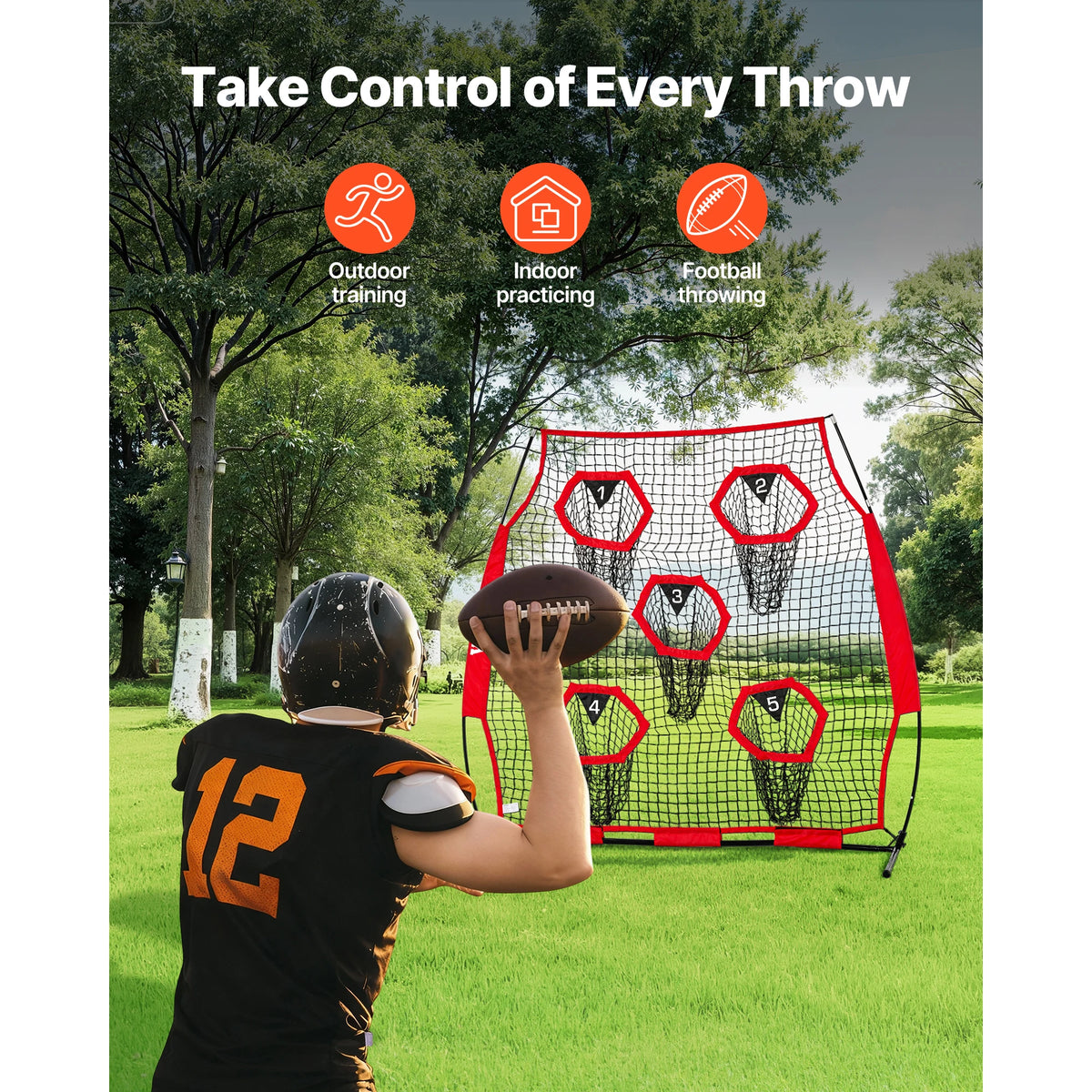 SucceBuy Football Throwing Trainer Net With Target Pockets for Practice