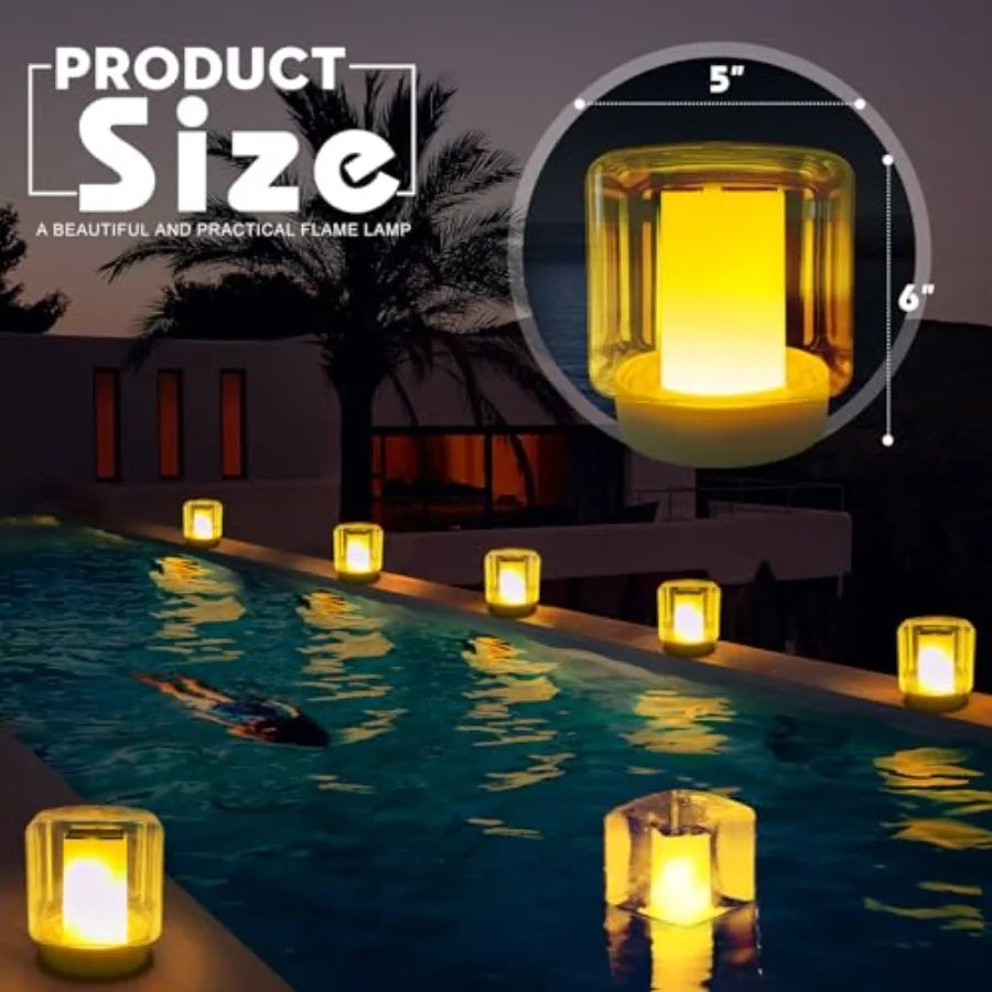 Solar Flame Floating Pool Lights Waterproof Square Glowing Disc
