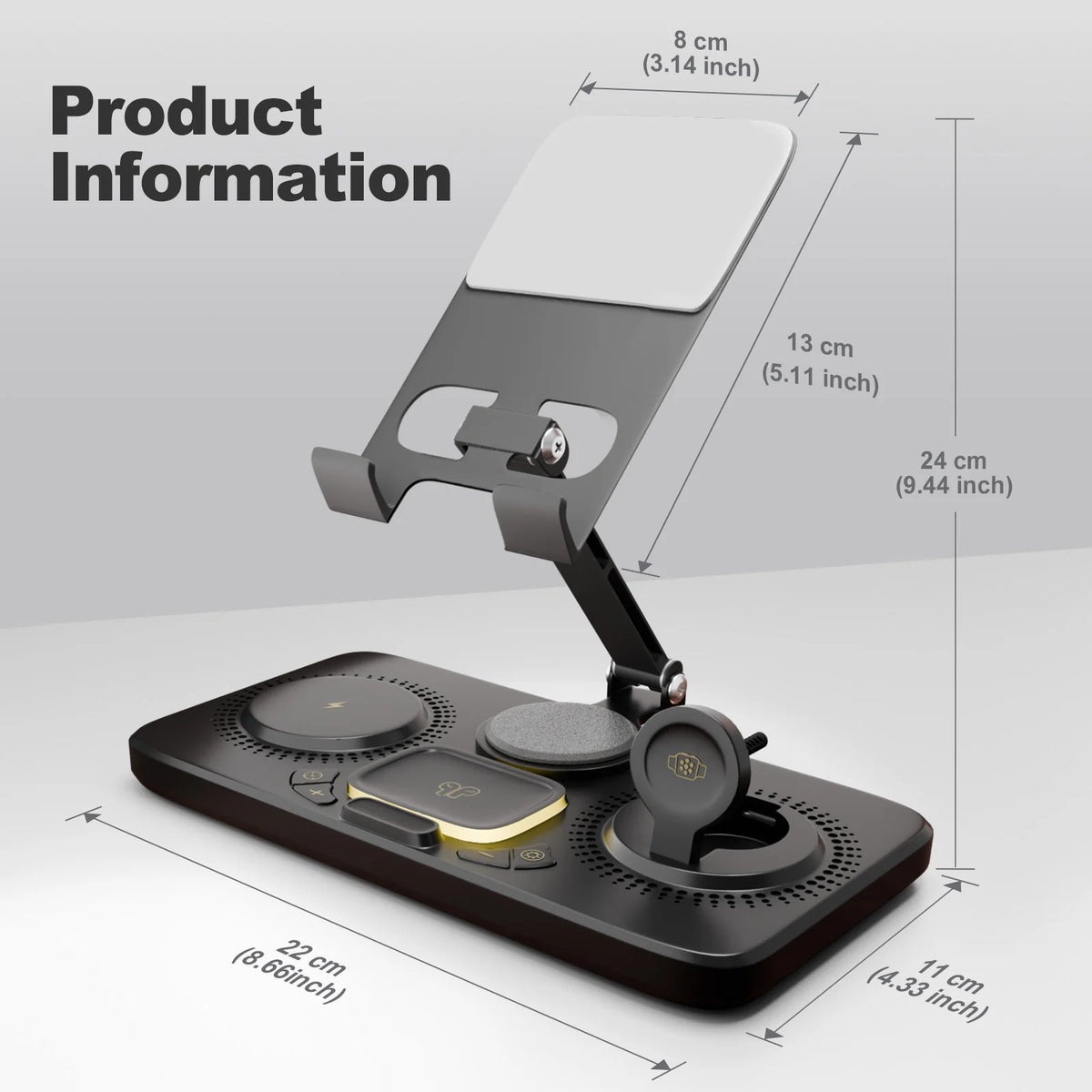 Apple Device Wireless Charging Station With Night Lamp And Clock