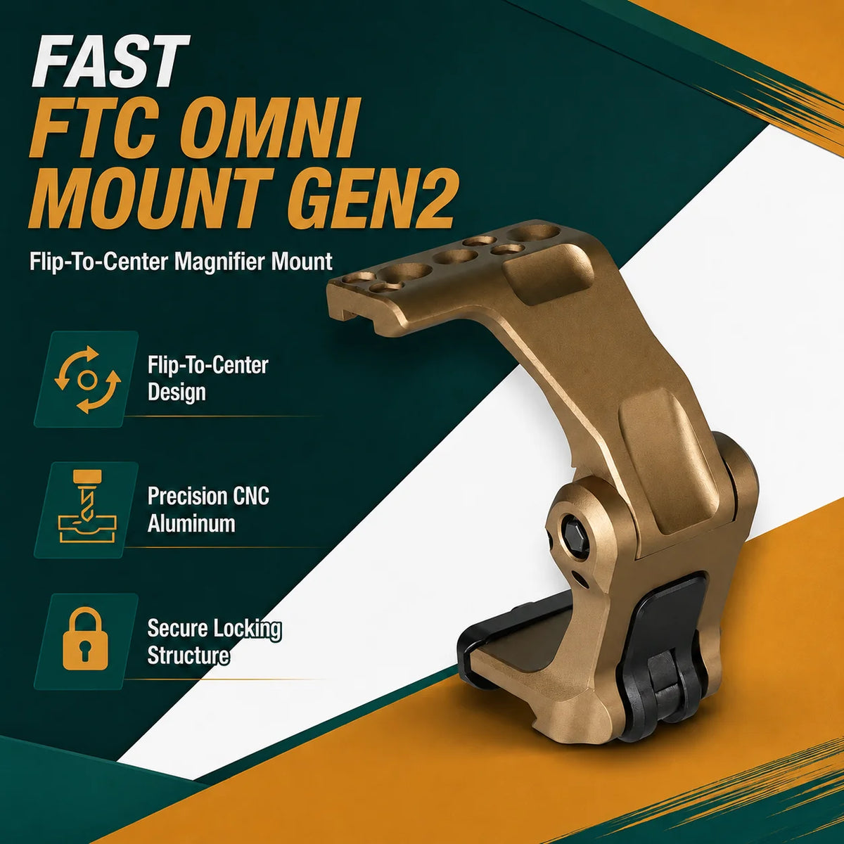 CNC 7075 Aluminum Magnifier Mount Flip To Center Quick Release