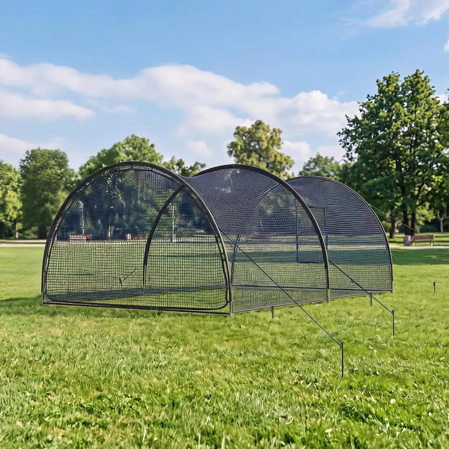Portable Baseball Batting Cage With Pitching Machine Hole And Detachable Door Pop Up Backyard Batting Cage For Practice