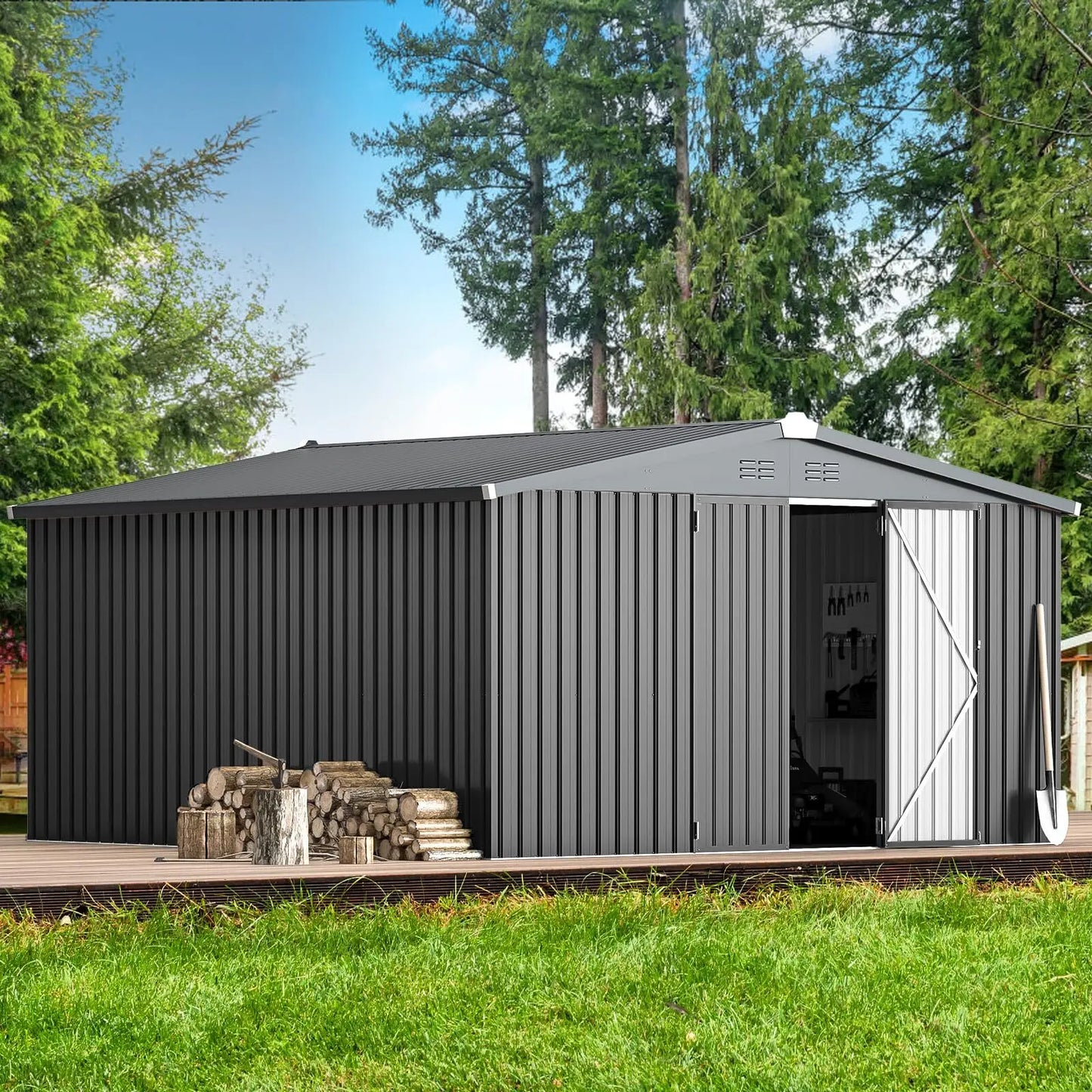 Outdoor Plastic Storage Shed With Lockable Door For Yard Patio
