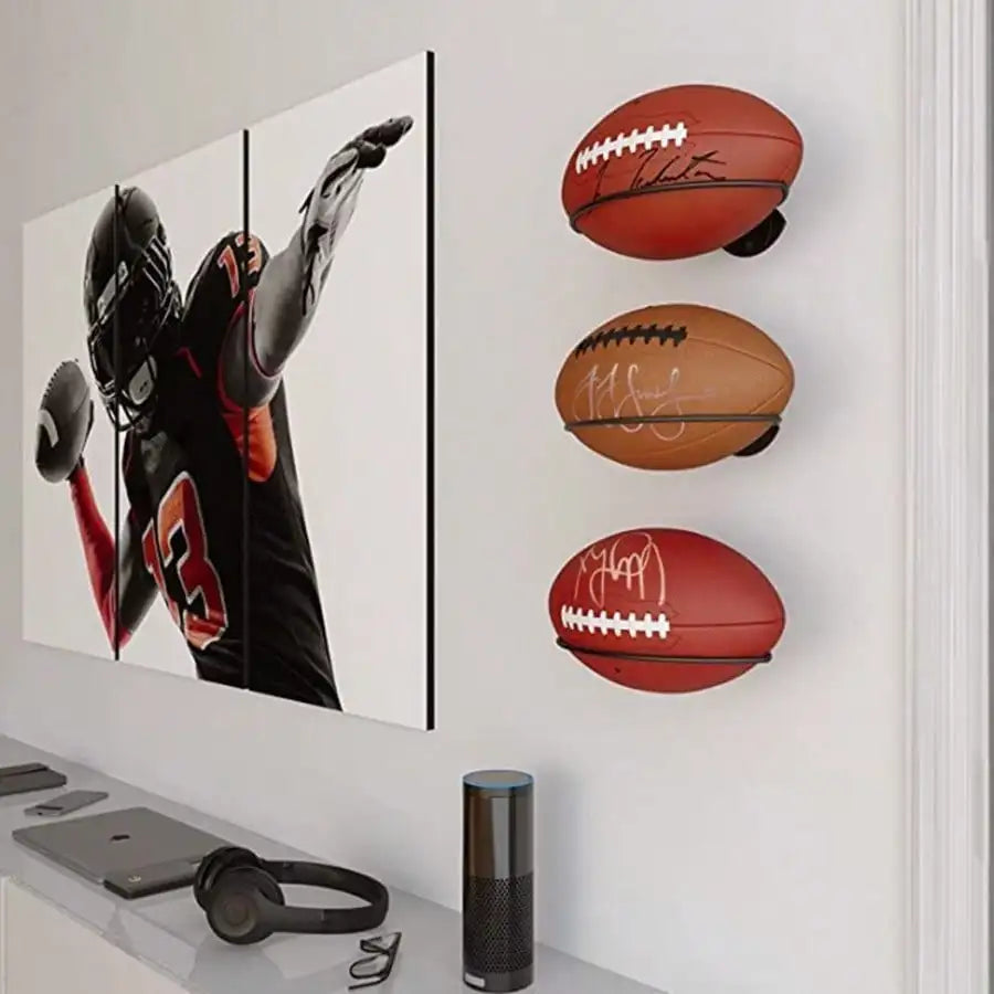 Wall Mounted Iron Basketball Display Stand For Home Gym