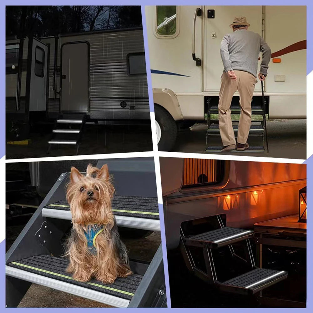 4-Pack Camper Rug Carpet Set Reflective RV Stair Covers RV Step Rugs for Outdoor Adventures