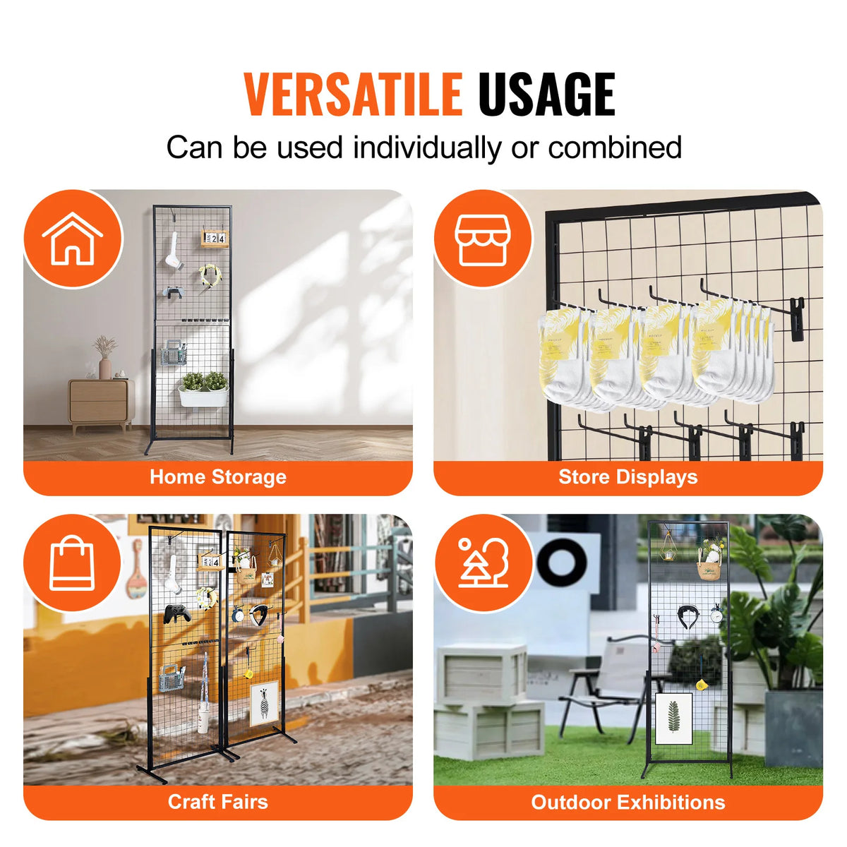 SucceBuy Double Sided Steel Grid Wall Display Rack For Retail