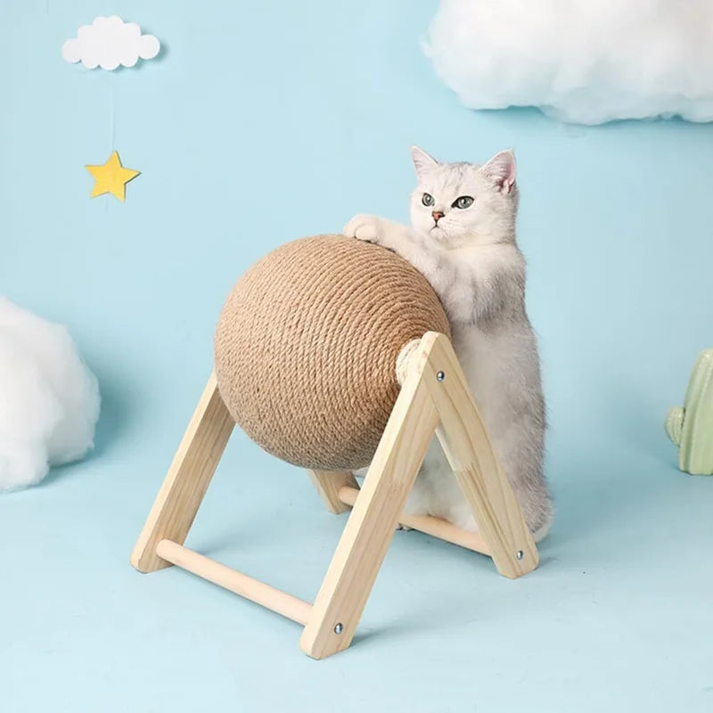 Interactive Sisal Cat Scratching Ball With Rope For Kittens