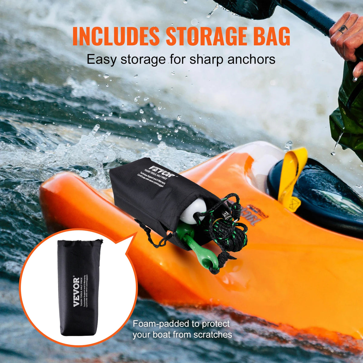 SucceBuy Folding Kayak Anchor Kit With Rope And Storage Bag
