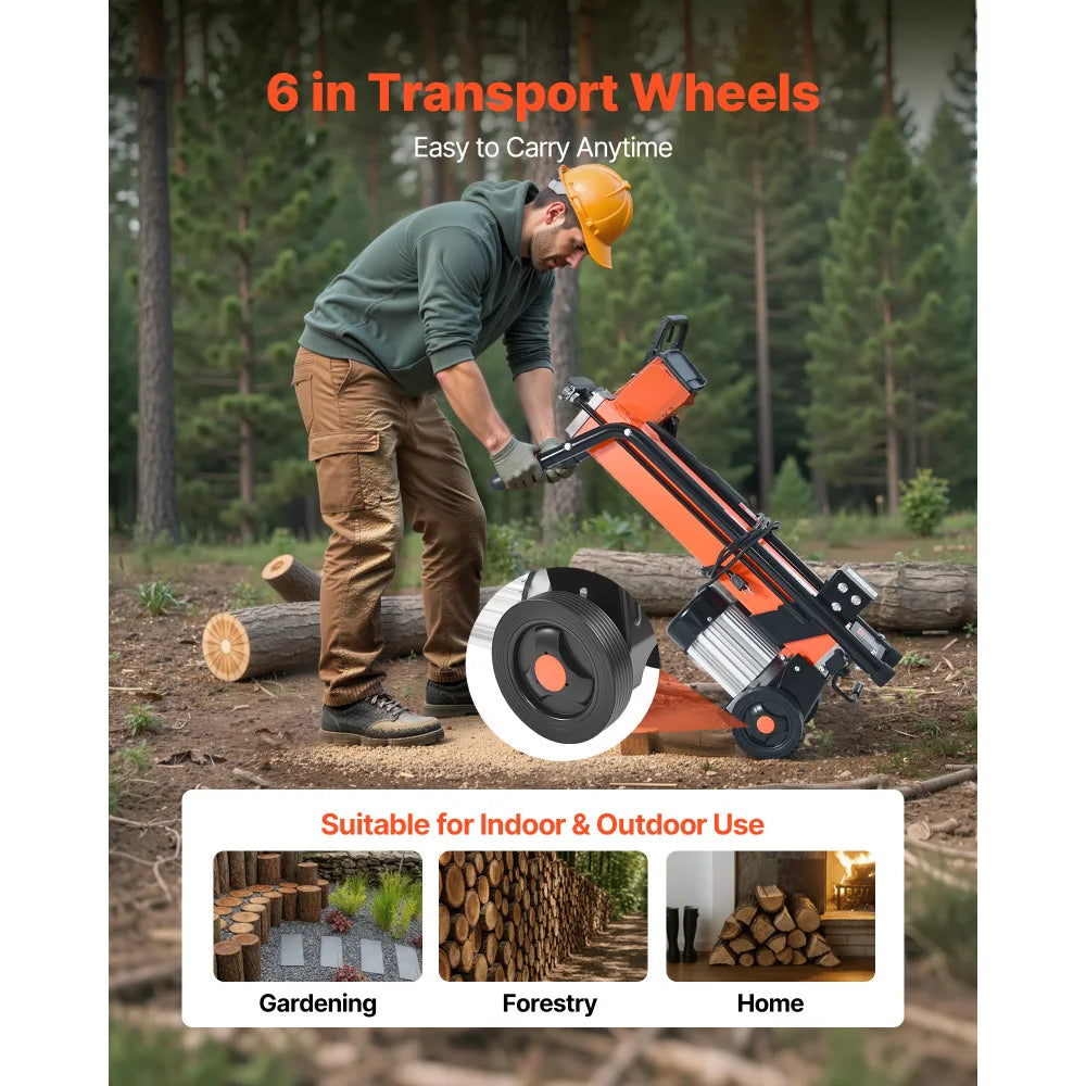 Electric Portable Log Splitter With Heavy Duty Wheels And Motor