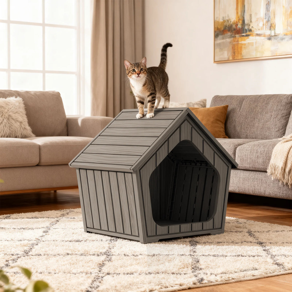 Outdoor Plastic Pet House Waterproof Dog Shelter Ventilated Cabin
