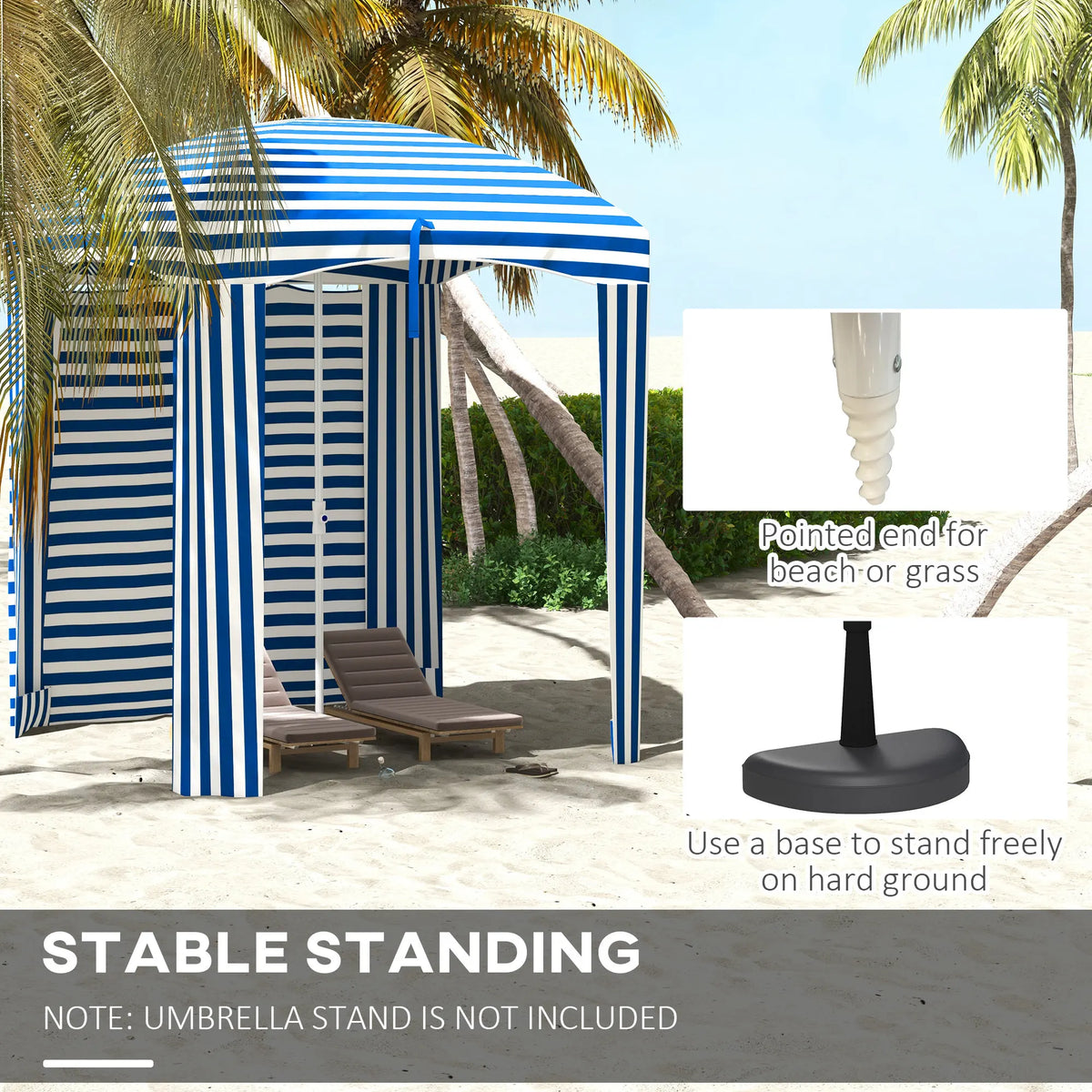 Beach Cabana Umbrella With Window Sun Shade Canopy Awning