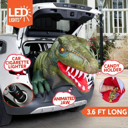 Animated Halloween Inflatable Dinosaur With Led Trunk Or Treat Decor