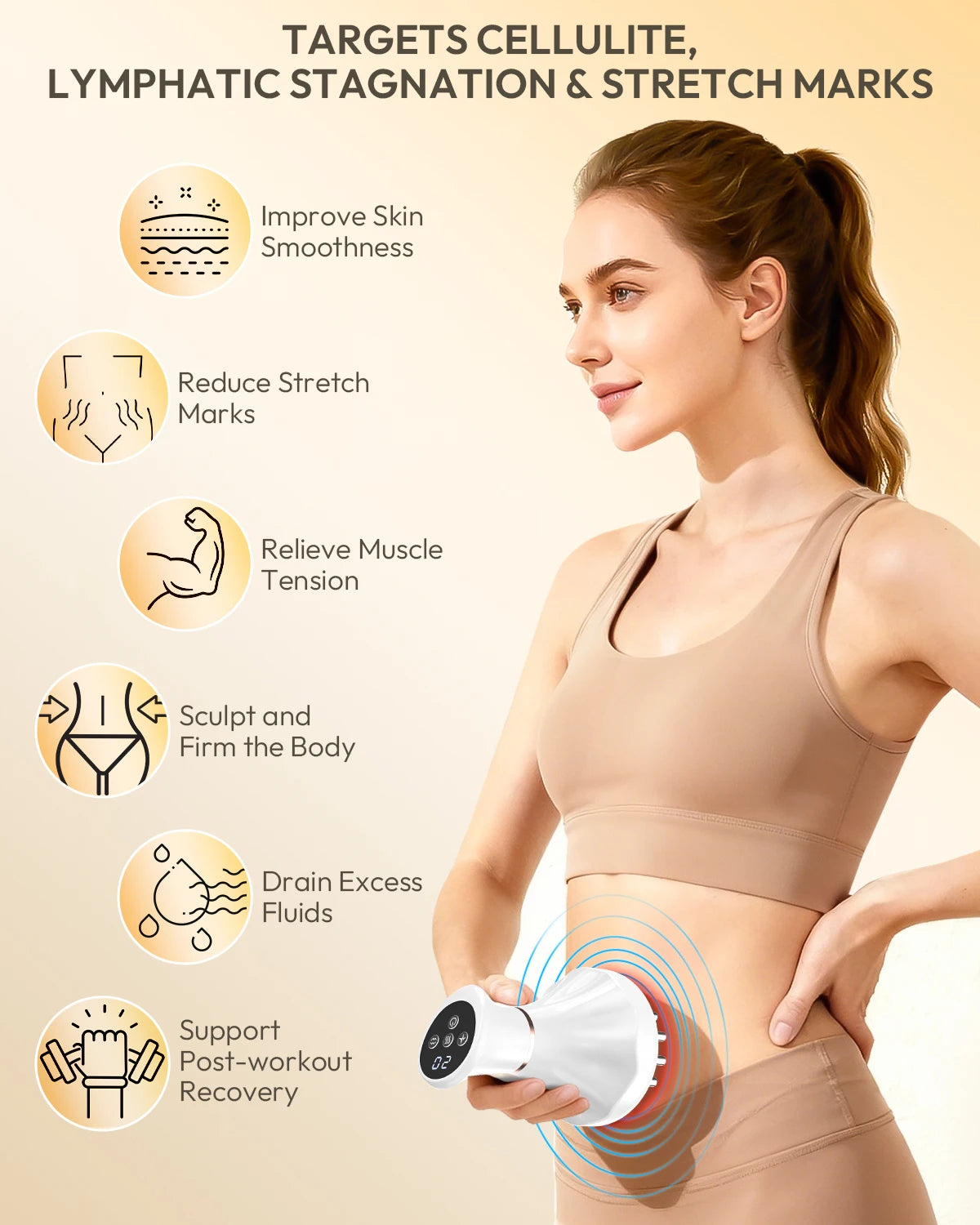 Lymphatic Drainage Massager And Heat Vibration Body Sculpting Tool