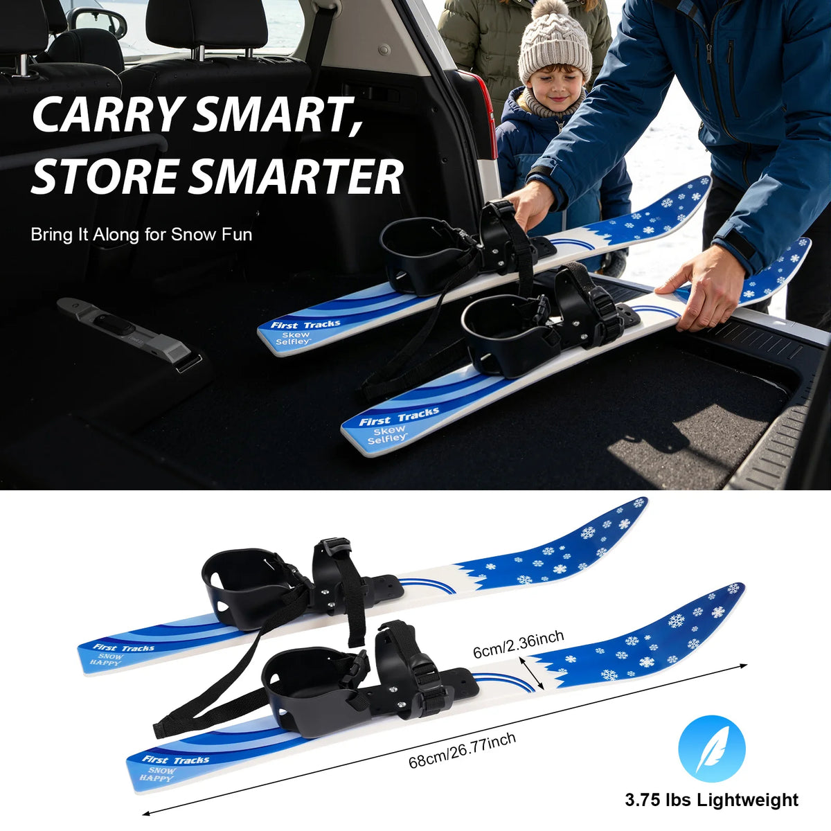 Durable Kids Snow Skiing Skis And Complete Pole Set