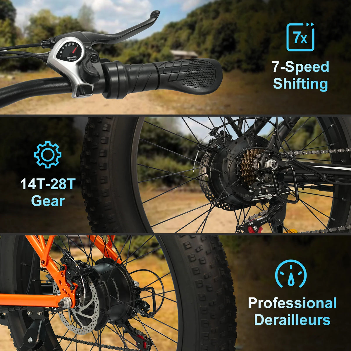 OBX Peak Electric Fat Tire Mountain Bike with Lithium Battery