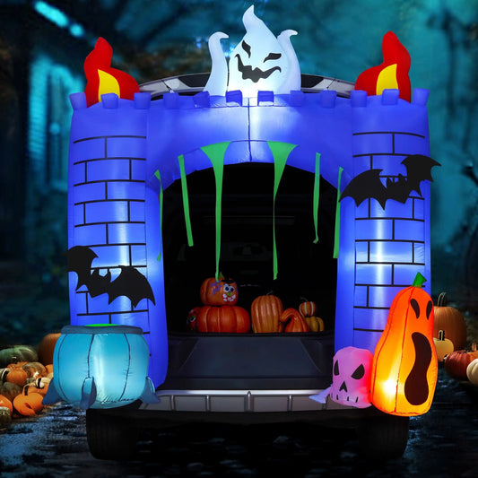 Joyfy Inflatable Haunted Castle Halloween LED Trunk Or Treat Decoration